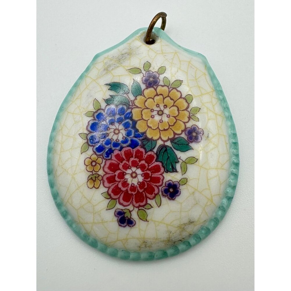 Rosenthal Marktredwitz vintage German porcelain hand painted flowers pendant